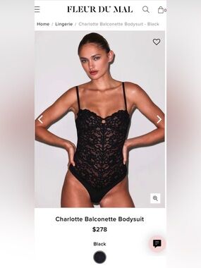 Fleur du Mal- Charlotte Lace Balconette Bodysuit